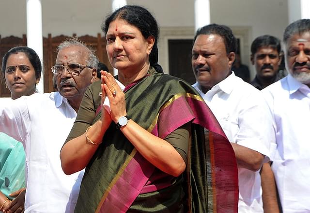 All India Anna Dravida Munnetra
Kazhagam general secretary V K Sasikala arrives at the party office in Chennai.
(ARUN SANKAR/AFP/GettyImages)