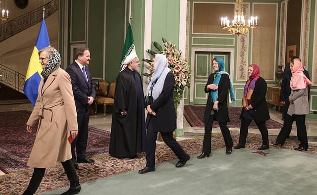 
Trade minister Ann Linde and other female members of the Swedish delegation to Iran
