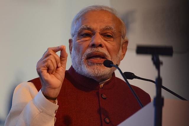 Prime Minister Narendra Modi speaks at the inaugural event of the three-day Raisina Dialogue conference in New Delhi. (MONEY SHARMA/AFP/Getty Images)