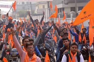 Activists of Bajrang Dal and Vishva Hindu Parishad (NARINDER NANU/AFP/Getty Images)