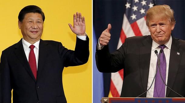 Chinese President Xi Jinping, left, and US President Donald Trump