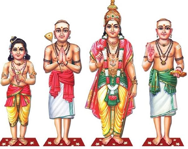 

Thiru Gnana Sambandar, Thiru Navukarasar, Sundarar and&nbsp;Manicka Vasagar