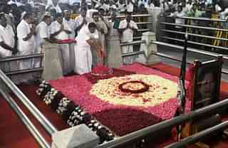 

Tamil Nadu CM Edappadi Palanisamy, pays his respects at the memorial of former chief minister J Jayalalithaa. (ARUN SANKAR/AFP/GettyImages)