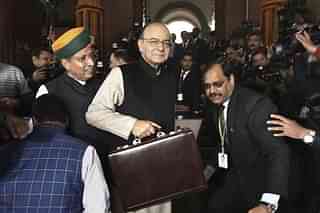 Jaitley on his way to make the budget speech.