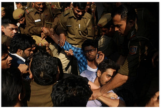 DUSU Secretary Ankit Sangwan being dragged by Delhi Police