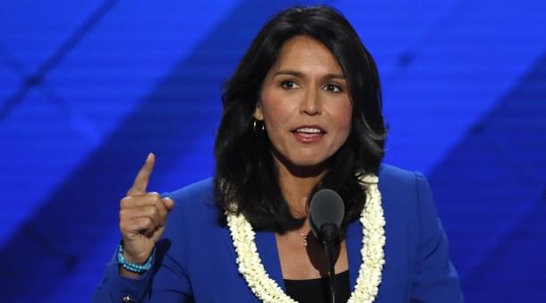 Tulsi Gabbard delivers a speech during the Democratic
National Convention. (Aaron P Bernstein/GettyImages 