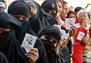 
Muslim women outside a polling station in Ayodhya