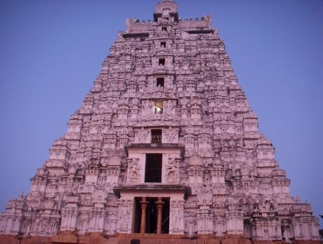 The tower at Sri Rangam dedicated to Vellai Ammal, the dancer who sacrificed her life to protect the temple