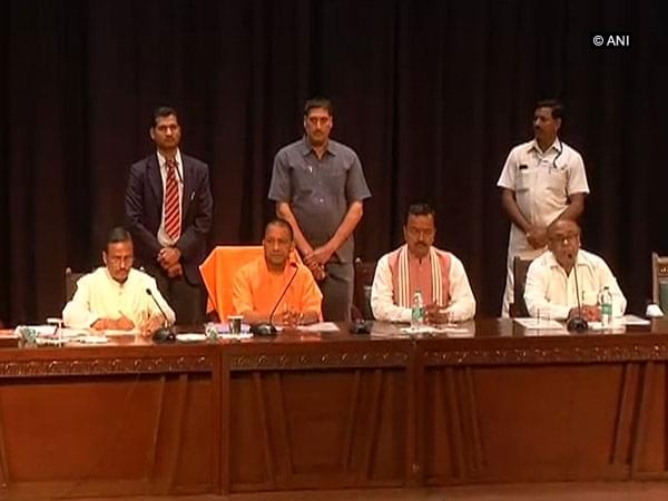 Chief Minister
Yogi Adityanath with
Keshav Prasad Maurya and Dinesh Sharma.