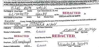 Copy of the redacted birth certificate application form (Photo: Fulton County Superior Court)