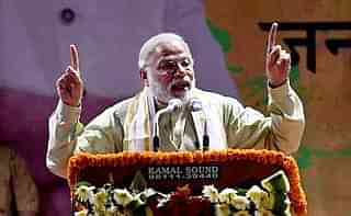 

Prime Minister Narendra Modi speaking at the victory rally in New Delhi.