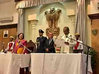 

Nongthombam Biren Singh taking oath as Chief Minister of Manipur. (BJP/Twitter)