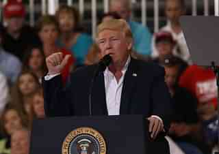 US President Donald Trump speaks during a rally at  Orlando Melbourne International Airport in Melbourne, Florida. (Joe Raedle/Getty Images)