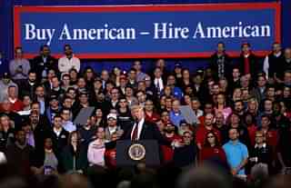 President Donald Trump speaks to auto workers at the American Center for Mobility  discussing  his priorities of improving conditions to bolster the manufacturing industry and reduce the outsourcing of American jobs. (Bill Pugliano/Getty Images)