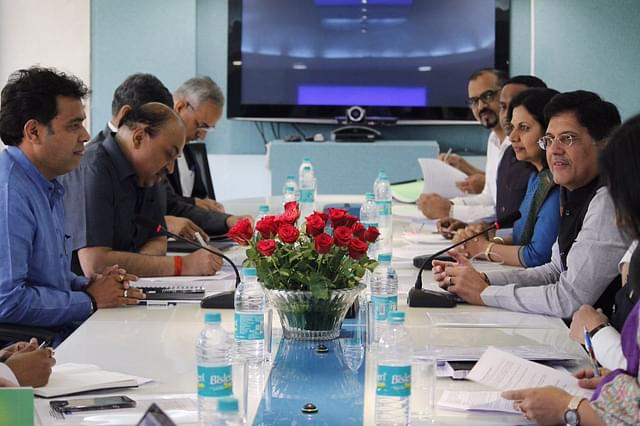 During a meeting, Shrikant Sharma told Piyush Goyal that a roadmap was being prepared to provide 24x7 power for all households in the state. (Piyush Goyal Office/Twitter)