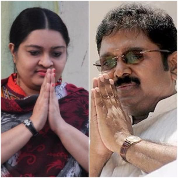 Deepa Jayakumar (L), T T V Dinakaran (Eenadu India)