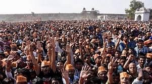 People at a BJP election rally in UP