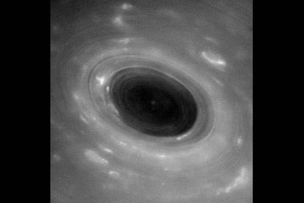 This unprocessed image shows features in Saturn’s atmosphere from closer than ever before. (NASA/JPL-Caltech/Space Science Institute)
