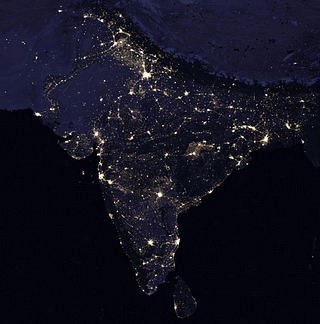Composite images of India and surrounding areas at night.

(NASA Earth Observatory/Joshua Stevens/Miguel Román)



