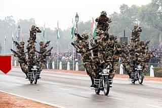 Members of India’s Border Security Force Dare Devils pass by on motorcycles during the Republic Day Parade in New Delhi, India, 26 January 2015.