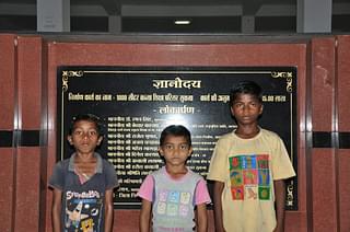 (from left to right): Sariam Vicky, Rahul Podiami and Ramesh Sori at Gyanodaya Vidyalaya in Sukma
