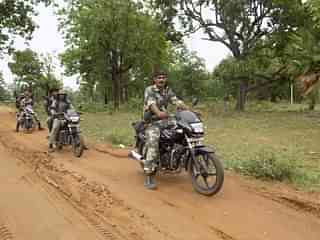 CRPF personnel on patrolling duty at Sukma’s Dornapal area where Monday afternoon’s ambush took place. ()