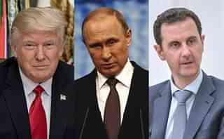 From left: US President, Donald Trump; Russian President Vladimir Putin; and Syrian President Bashar Assad