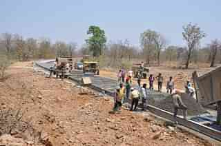The Injeram-Bhejji road under construction. It was while patrolling along this road that 25 CRPF men were killed in an ambush by Maoists.