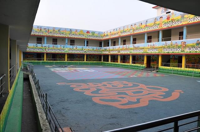 View of the courtyard at Gyanodaya Vidyalaya, Sukma