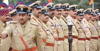 Karnataka Police taking part in a parade.