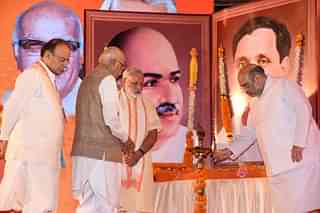 Top BJP leaders at the party’s
two-day national executive meeting in Bhubaneswar.