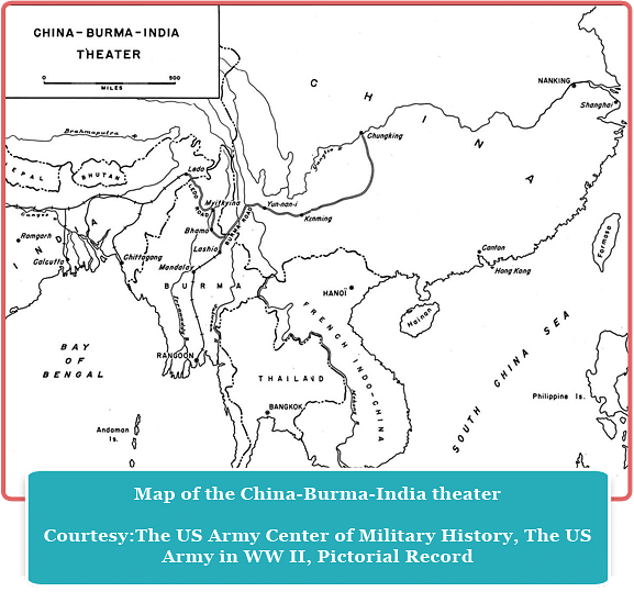 

The “China-Burma-India theatre” refers to the United States military’s operations in China, parts of south-east Asia, Burma and eastern India.