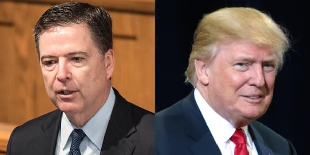 United States President Donald Trump, right, and FBI Director James Comey.