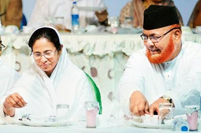 West Bengal Chief Minister Mamata Banerjee and Imam Barkati. (PTI)