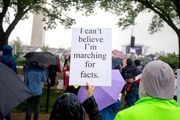 Scientists and supporters at a March for Science rally in Washington, DC. (Jessica Kourkounis/Getty Images)