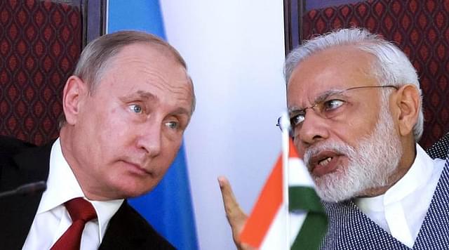 
Prime Minister Narendra Modi, right,
 talks with Vladimir Putin,  in Goa in October. 

