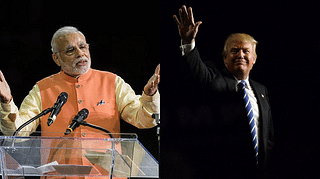 PM Narendra Modi (L) and US President Donald Trump (R)