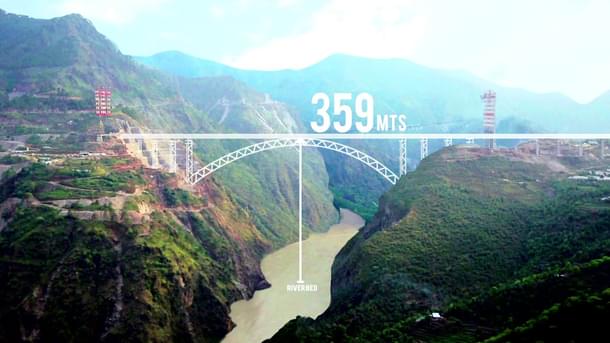 Bridge 
over Chenab river in Jammu and Kashmir. (YouTube)