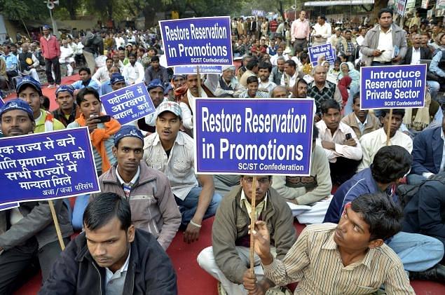 People from the SC, ST community protesting for reservation in promotions