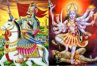 Pictures of Maharana Pratap (L) and Goddess Kali