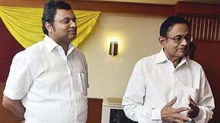 P Chidambaram (right) with his son Karti Chidambaram.