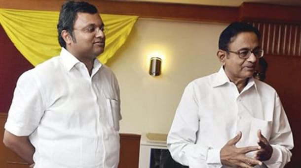 P Chidambaram (right) with his son Karti Chidambaram.