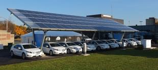 Solar-powered charging station in Toronto Canada. (Photo Credit: Sass Peress, Renewz Sustainable Solutions Inc.)