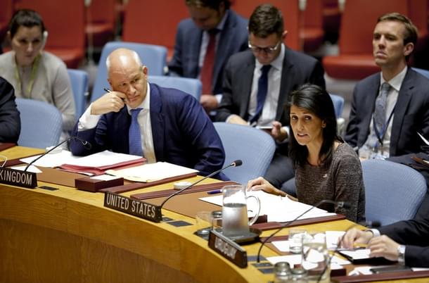 US Ambassador to the UN, Nikki Haley, addresses the Security Council.