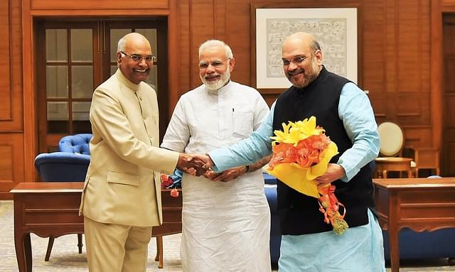 President Kovind with Narendra Modi and Amit Shah. (Twitter.com/@AmitShah)
