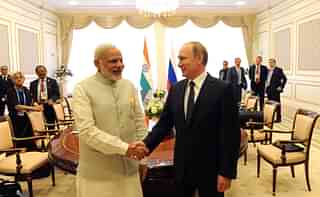 Narendra Modi and Vladimir Putin at the 2016 SCO Summit