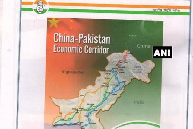 The Congress party booklet which shows J&amp;K
 as “Indian-Occupied Kashmir”.

