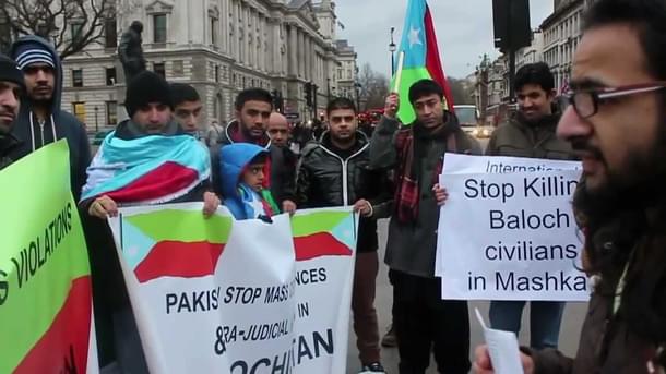 Protesters in Balochistan. 