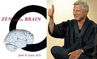 The cover of Zen and the Brain and James H Austen, right
