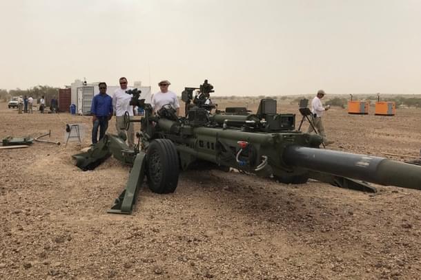 M777 Howitzers being tested in Pokhran. (Manish Prasad/Twitter)
